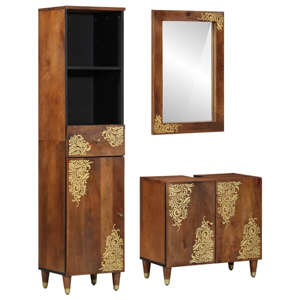 vidaXL Set de meubles de salle de bain 3 Pièces Marron 62 x 33 x 58 cm