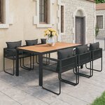 vidaXL Salon de jardin 7 Pièces PVC Résine tressée Noir et marron