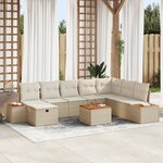 Ensemble de canapé de jardin 9 pièces vidaXL avec coussins en rotin polybeige