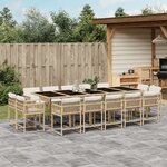 vidaXL Ensemble à manger de jardin et coussins 15 Pièces beige