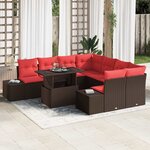 vidaXL Ensemble de canapé de jardin 9 Pièces Marron Poly rotin