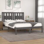 vidaXL Cadre de lit Gris Bois de pin massif 200x200 cm