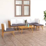 vidaXL Salon de jardin 7 Pièces avec coussins Bois d'acacia solide