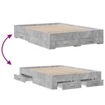 vidaXL Cadre de lit avec tiroirs sans matelas gris béton 120x200 cm
