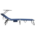 vidaXL Chaise longue pliable avec auvent bleu en tissu oxford 600D