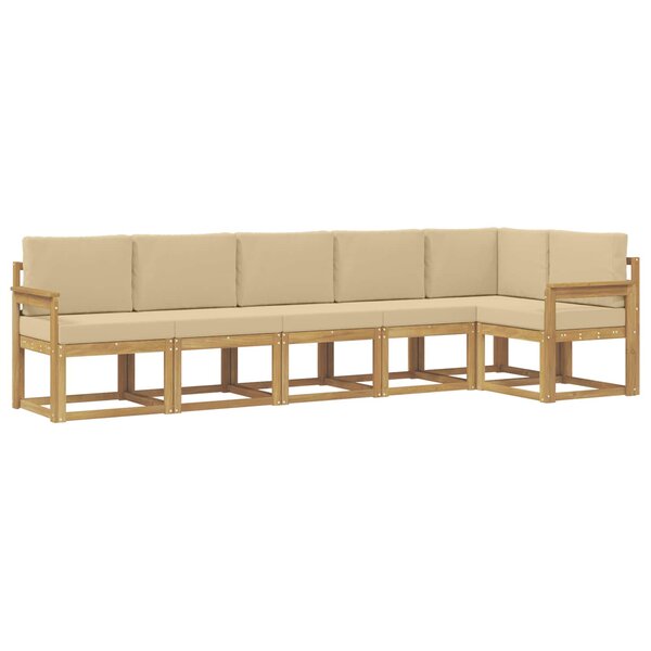 vidaXL Ensemble de canapés d'extérieur 6 pc Blanc et Beige Polyester