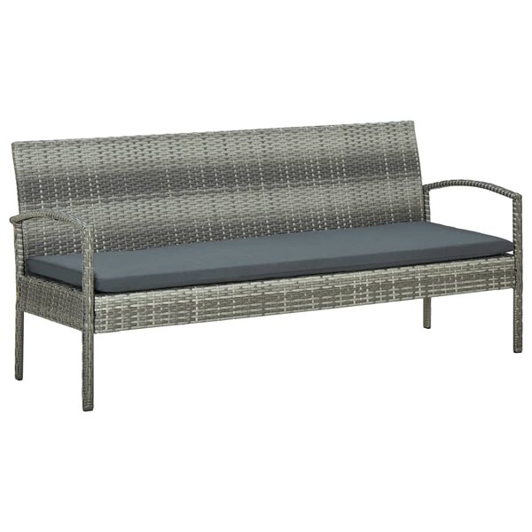 vidaXL Canapé de jardin à 3 places avec coussin Gris Résine tressée