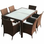 vidaXL Ensemble à manger d'extérieur 7 Pièces et coussins Résine tressée