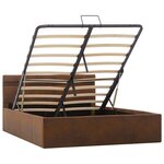 vidaXL Cadre de lit à stockage hydraulique LED marron tissu 120x200 cm
