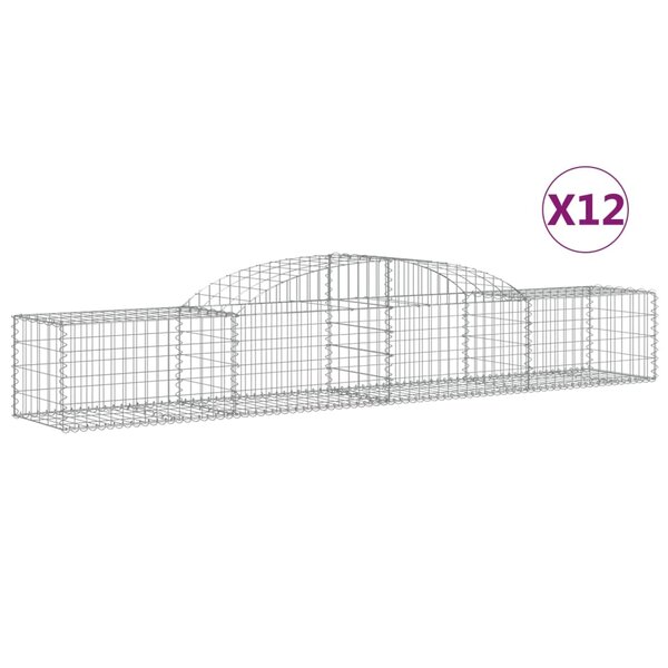 vidaXL Paniers à gabions arqués 12 Pièces 300x50x40/60 cm fer galvanisé