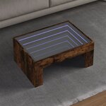 vidaXL Table basse avec LED infini chêne fumé 70x50x30 cm