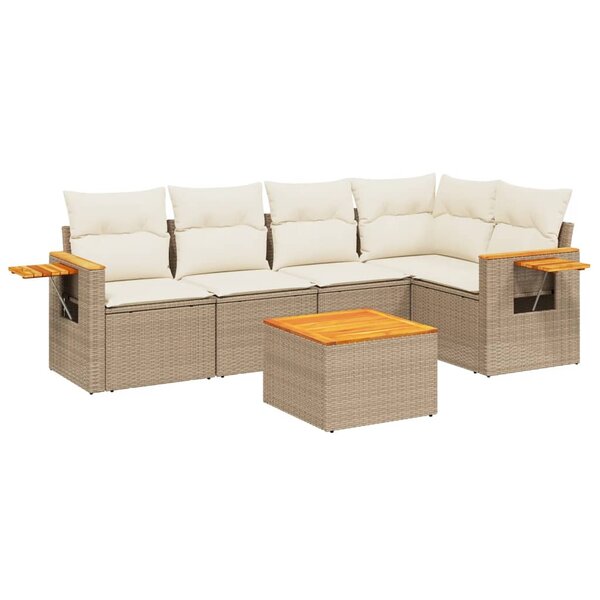 vidaXL Salon de jardin avec coussins 6 Pièces beige résine tressée