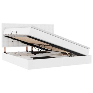 vidaXL Lit avec rangement et LED Blanc pur 200 x 200 cm Simili cuir