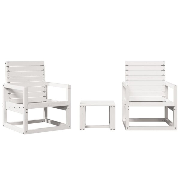 vidaXL Salon de jardin 3 Pièces blanc bois massif de pin