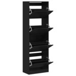 vidaXL Armoire à chaussures 4 tiroirs rabattables noir 60x34x187 5 cm