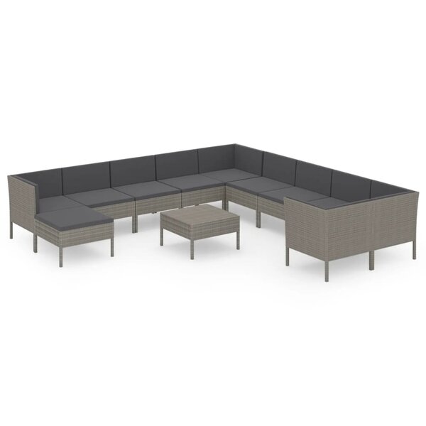 Salon de jardin meuble d'extérieur ensemble de mobilier 12 pièces avec coussins résine tressée gris 02_0015643