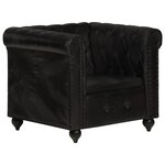 vidaXL Fauteuil Chesterfield Noir Cuir véritable