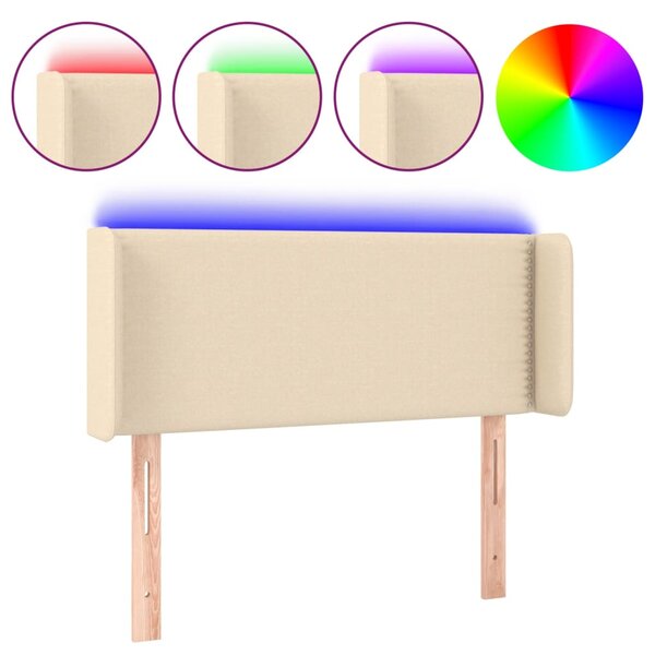 vidaXL Tête de lit à LED Crème 103x16x78/88 cm Tissu