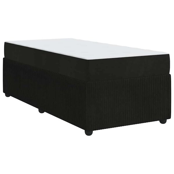 vidaXL Cadre de lit avec matelas Noir 90 x 190 cm tissu
