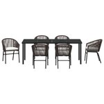 vidaXL Ensemble de salle à manger pour jardin 7 Pièces Marron Poly rotin