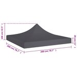 vidaXL Toit de tente de réception 2x2 m Anthracite 270 g/m²