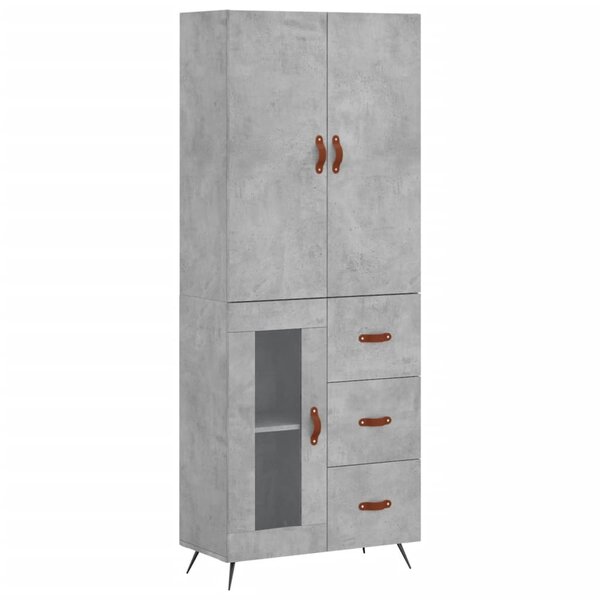 vidaXL Buffet haut Gris béton 69 5x34x180 cm Bois d'ingénierie