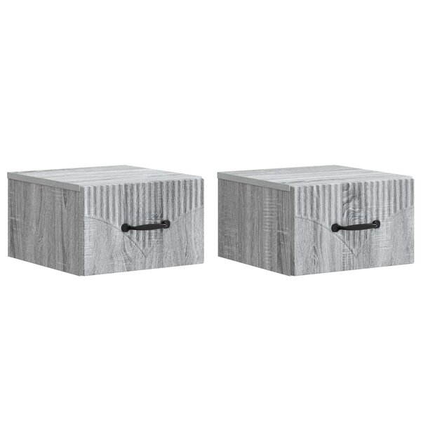vidaXL Cabinet de chevet mural 2 Pièces Sonoma gris 34 5 x 33 x 20 cm