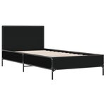 vidaXL Cadre de lit noir 90x190 cm bois d'ingénierie et métal