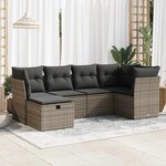 vidaXL Salon de jardin 6 Pièces avec coussins gris résine tressée