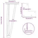 vidaXL Pieds en épingle à cheveux pour table basse 4 pièces Acier naturel 30 cm Acier massif