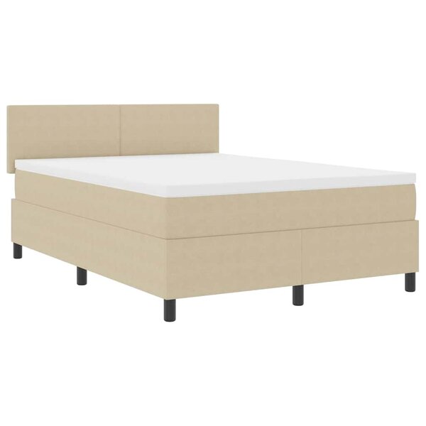vidaXL Lit Box Spring avec Matelas & Lumière LED Vert Gris 140x200 cm Tissu Corduroy