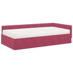 vidaXL Cadre de lit d'angle avec matelas Autre 2 Pièces Vert Velours