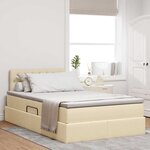 vidaXL Lit de rangement LED avec matelas Crème 120 x 190 cm Tissu
