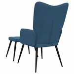 vidaXL Chaise de relaxation avec tabouret Bleu Tissu