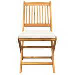 Chaises de jardin pliantes vidaXL avec coussin blanc 2 pièces en bois d'acacia solide