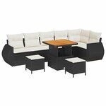 vidaXL Ensemble de canapé de jardin 9 Pièces Noir polyrotin
