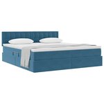vidaXL Lit de Rangement avec matelas Bleu foncé 160 x 200 cm Velours