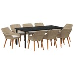 vidaXL Ensemble de salle à manger pour jardin 9 pc Beige polyrotin