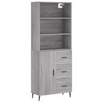 vidaXL Buffet haut Sonoma gris 69 5x34x180 cm Bois d'ingénierie