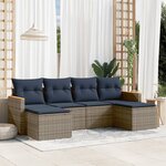 vidaXL Salon de jardin 6 Pièces avec coussins gris résine tressée