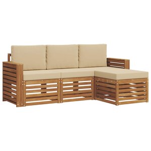 vidaXL Ensemble de canapés d'extérieur 4 pc Naturel et Beige