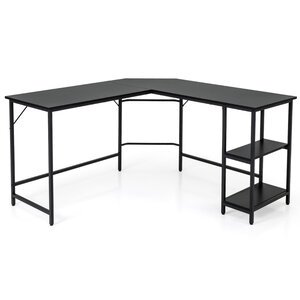 Bureau informatique en forme de L 138 x 50 x 75 cm avec rangement pratique design MDF noir 20_0010921