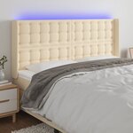 vidaXL Tête de lit à LED Crème 183x16x118/128 cm Tissu