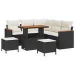 vidaXL Ensemble de canapé de jardin avec coussin 8 Pièces Noir Poly rotin