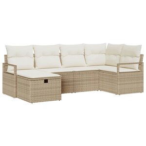 vidaXL Ensemble de canapé de jardin avec coussin 6 Pièces beige et crème