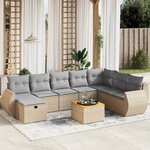 vidaXL Salon de jardin avec coussins 9Pièces mélange beige résine tressée