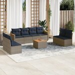 vidaXL Salon de jardin 9 Pièces avec coussins gris résine tressée