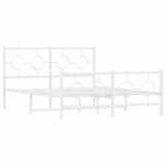 vidaXL Cadre de lit métal sans matelas et pied de lit blanc 140x190 cm