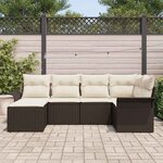 vidaXL Ensemble de canapé de jardin 6 Pièces Marron polyrotin