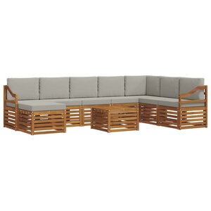 vidaXL Ensemble de canapés d'extérieur 9 Pièces Gris Naturel et Clair